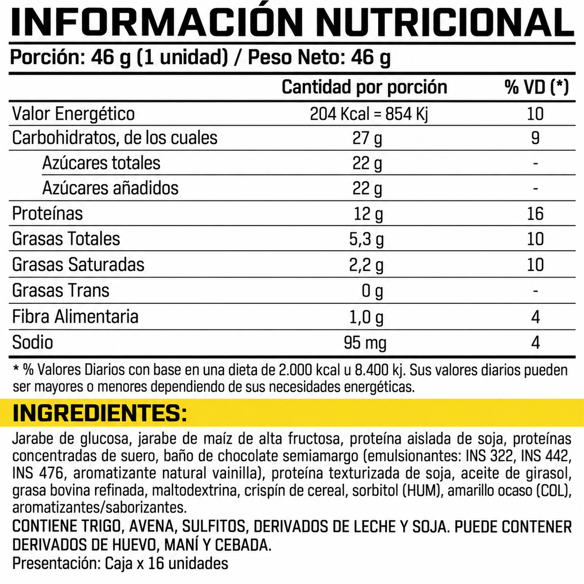 ENA Protein Bar Banana - Nutricional