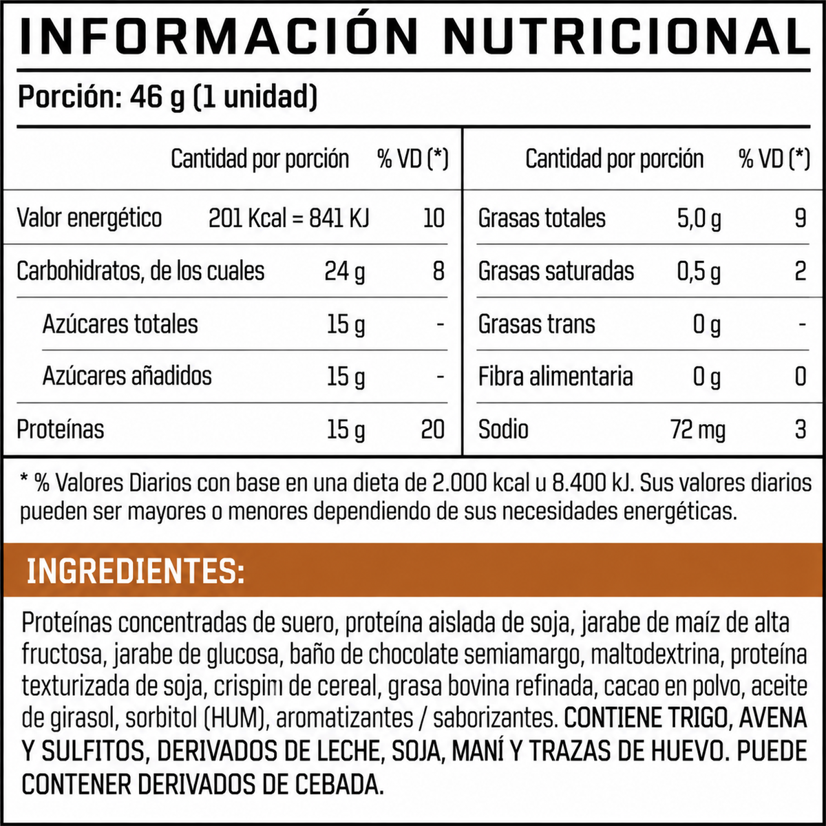 ENA Protein Bar Chocolate - Nutricional
