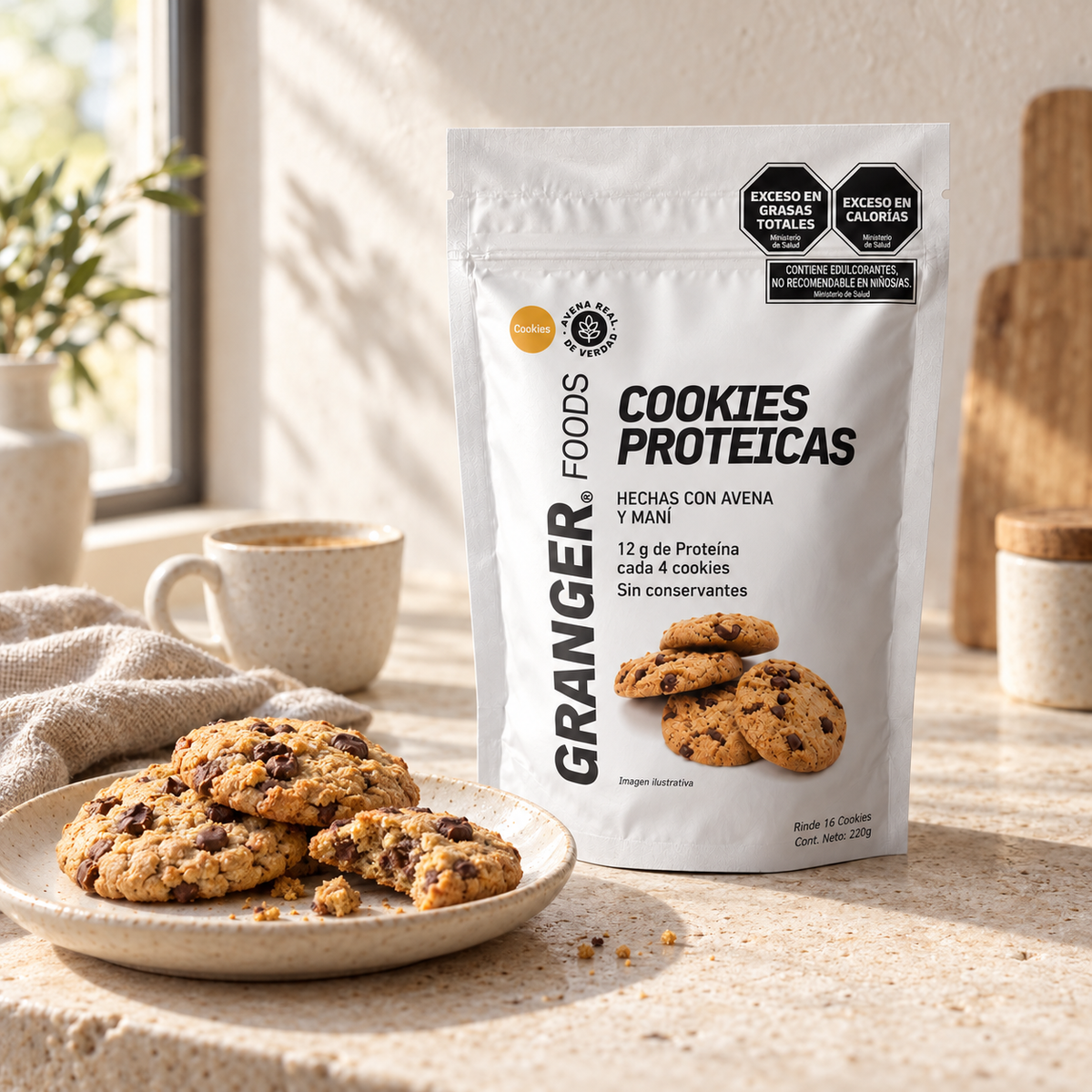 Granger Cookies Proteicas 220 g – Chips de Chocolate