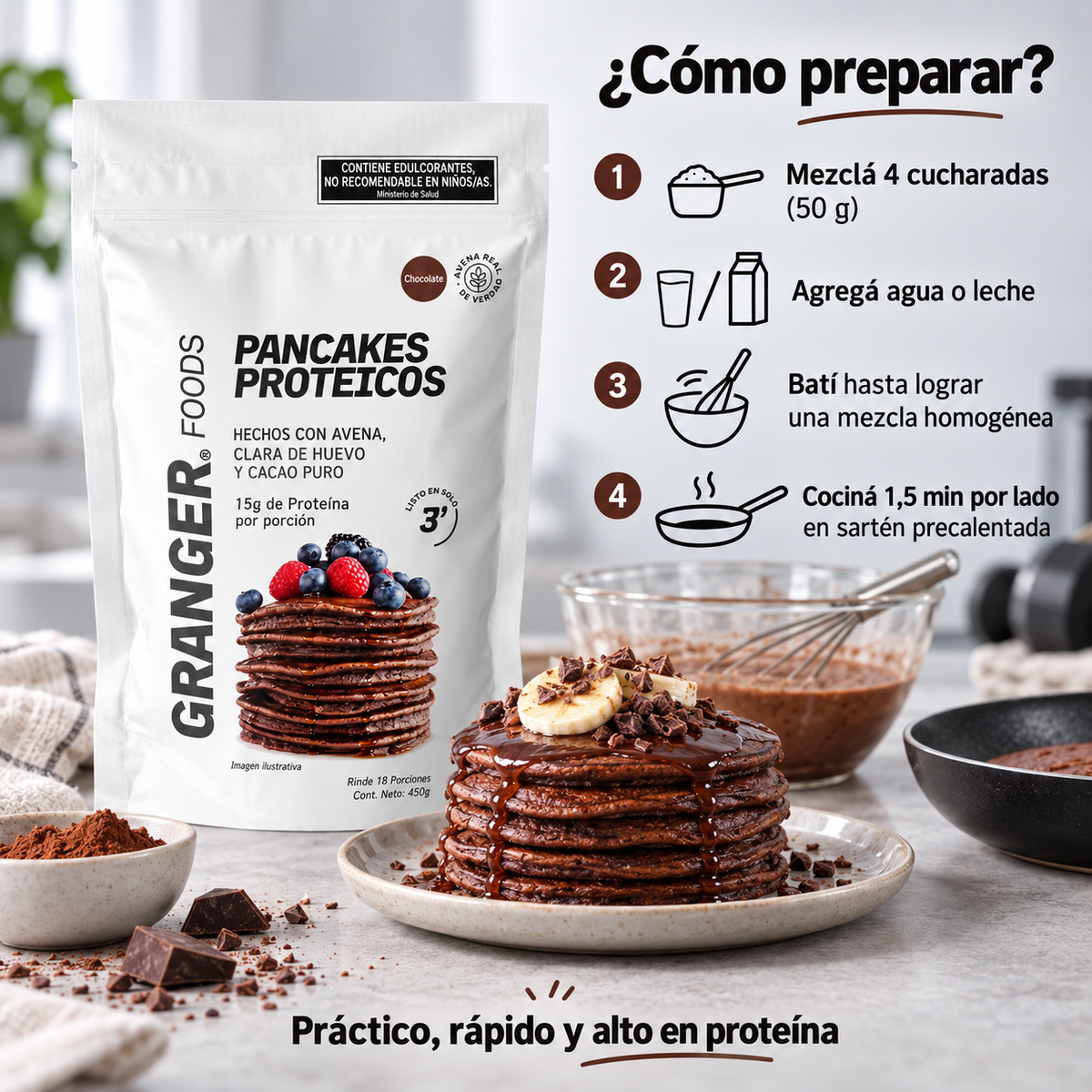 Granger Pancakes 400 g Chocolate - Como usar